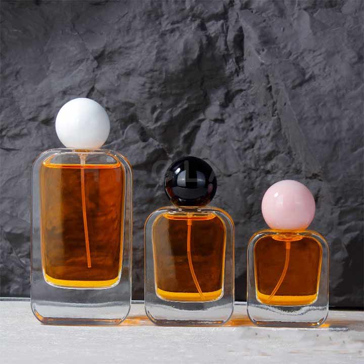 Empty square perfume bottle with ball lid supplier