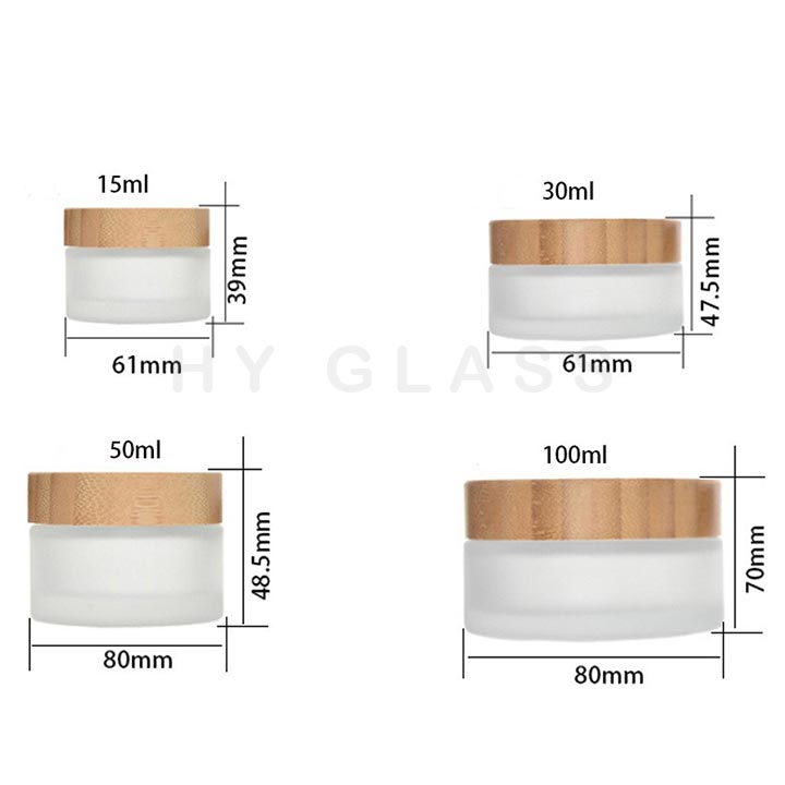 15ml-100ml Frosted glass jar with bamboo cap manufacturer